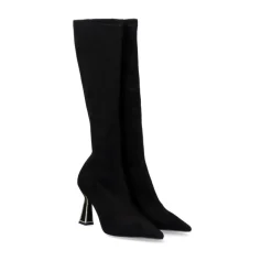 Mulher Exe Shoes Botas*Bota Alta De Microfibra Com Salto Belinda-510 Preto