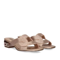 Mulher Exe Shoes Sandálias*Sandalia De Salto Baixo Katy-232 Champanhe
