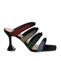 Mulher Exe Shoes Sandálias De Salto*Sandalia De Salto Branco-770 Strass Preto