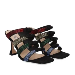 Mulher Exe Shoes Sandálias De Salto*Sandalia De Salto Branco-770 Strass Preto