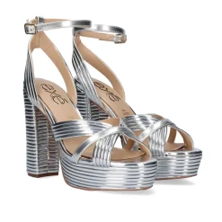 Mulher Exe Shoes Sandálias De Salto*Sandalia Salto Ophelia-832 Silver